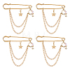 4Pcs Moon & Star Alloy Rhinestone Hanging Chain Brooch JEWB-FG0001-84B-1