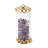 Glass Tube with Natural Amethyst Chip Beads Inside Pendants FIND-B054-01G-02-1