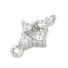 Brass Micro Pave Clear Cubic Zirconia Connector Charms KK-Z094-08P-02-2