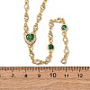 Brass Pave Cubic Zirconia Heart Pendant Y Tassel Necklaces for Women NJEW-A071-01G-05-5