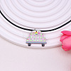 Colorful Happy Easter Acrylic Plaid Pendant Black Waxed Cord Necklaces for Women FS-WGC6641-05-1