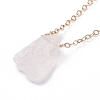 Irregular Raw Natural Rose Quartz Pendant Necklace with Brass Chain NJEW-JN03832-01-1