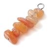 Gradient Color Natural Red Aventurine & Natural Sunstone & Natural Topaz Jade Chip Beaded Pendants PALLOY-JF02791-09-4