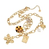 304 Stainless Steel & Resin & Imitation Pearl Multi-Pendant Bib Necklaces for Women SA-CBA717A-02G-01-2
