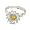 Sunflower with Smiling Face Enamel Rotatable Cuff Rings for Women RJEW-M016-07P-3