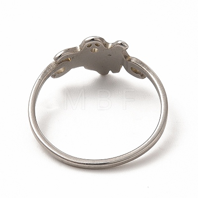 304 Stainless Steel Hollow Out Ghost Finger Ring for Halloween RJEW-K239-15P-1