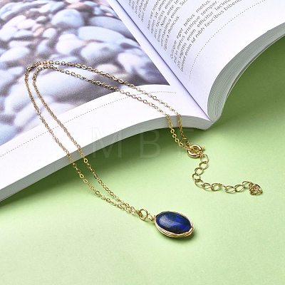 Natural Lapis Lazuli Pendant Jewelry Sets SJEW-JS01130-03-1