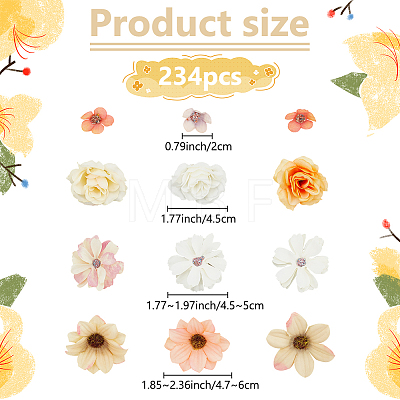 WADORN 234Pcs 12 Styles Cloth Imitation Daisy Blossom AJEW-WR0002-18-1