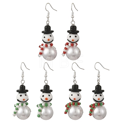 Christmas Handmade Lampwork Dangle Earrings EJEW-JE07516-1