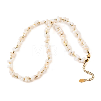 304 Stainless Steel & Imitation Pearl Woven Round Beaded Necklaces for Women SA-CBAAFEE-02G-1