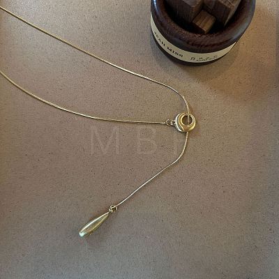 Adjustable Wood Teardrop Tassel Alloy Chain Lariat Necklaces for Women WGF9A15-04-1