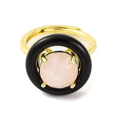 Rack Plating Round Brass Enamel Adjustable Rings RJEW-U004-01D-G-1