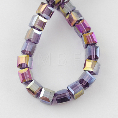 Electroplate Glass Beads Strands EGLA-R030-6x6mm-09-1