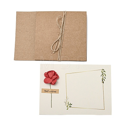 Dried Rose Paper Thank You Greeting Cards AJEW-K043-01B-1