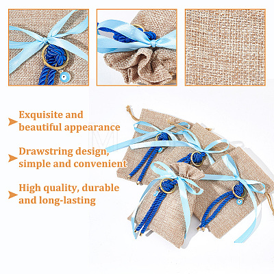 Rectangle Bowknot Burlap Packing Pouches ABAG-AB00004-1