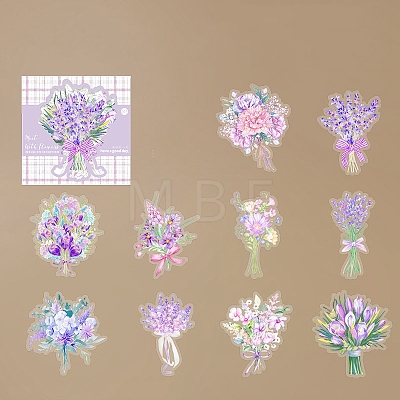 Flower 20Pcs 10 Styles PET Self-Adhesive Stickers PW-WG54EE9-05-1