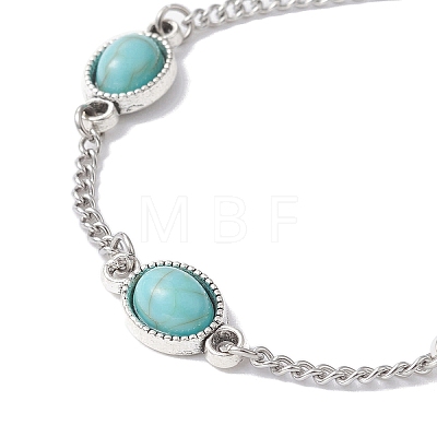 Alloy Resin Link Chain Bracelet with 304 Stainless Steel Curb Chains BJEW-JB09514-01-1