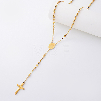 Vintage 304 Stainless Steel Round Rosary Bead Necklaces JJ1873-4-1