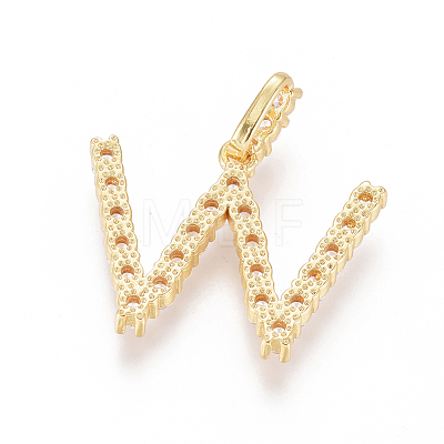 Golden Plated Brass Micro Pave Clear Cubic Zirconia Pendants ZIRC-L093-01W-1