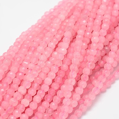 Dyed Natural White Jade Round Beads Strands X-G-E311-4mm-01-1