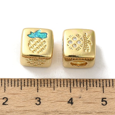 Rack Plating Brass Micro Pave Cubic Zirconia Beads KK-P268-01G-03-1