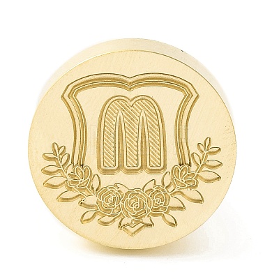 Golden Tone Round Wax Seal Brass Stamp Heads AJEW-Z034-02G-M-1