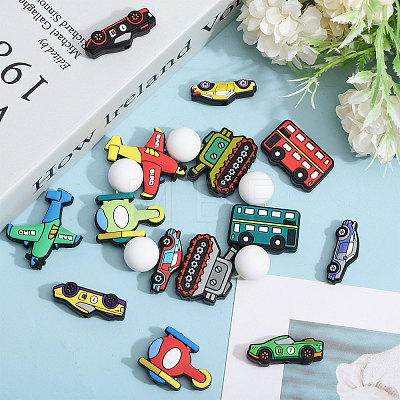 CHGCRAFT 14pcs 14 styles Cartoon Food Grade Silicone Focal Beads SIL-CA0003-40-1