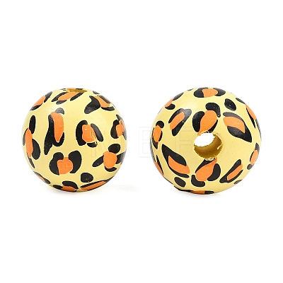 Printed Wood European Beads WOOD-G029-05B-1