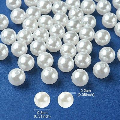 ABS Plastic Imitation Pearl Round Beads MACR-YW0002-8mm-82-1