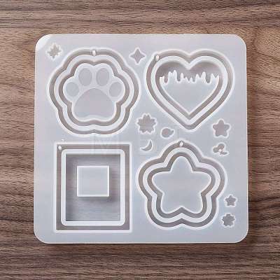 DIY PawPrint & Heart & Star & Rectangle Shaped Pendant Food-grade Silicone Molds SIMO-D001-05-1