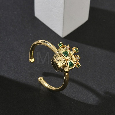 Brass Micro Pave Cubic Zirconia Cuff Rings RJEW-G364-03G-02-1