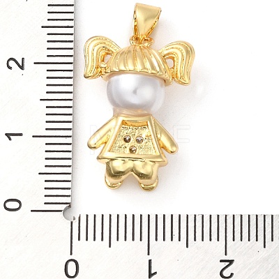 Brass Micro Pave Cubic Zirconia Pendants KK-E061-02G-1
