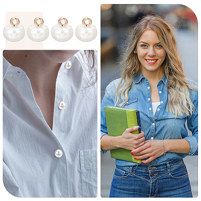 100Pcs Resin Imitation Pearl Buttons BUTT-CY0001-05-1