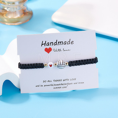 Sport Theme Plastic Charm Braided Bead Bracelets WG0CE78-01-1