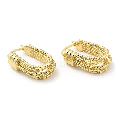 Rack Plating Brass Multi-line Hoop Earrings for Women EJEW-D059-29G-1