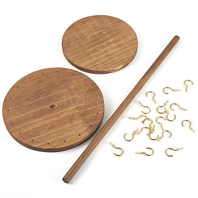 Round Wood Jewelry Necklace Display Organizer Hanging Tower Rack NDIS-TAC0001-01B-1