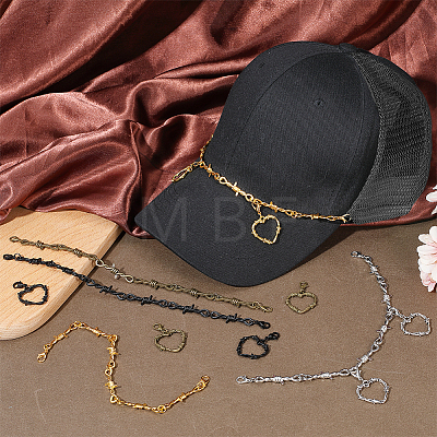 16Pcs Heart Zinc Alloy Hat Chian and Pendant Decorations HJEW-PH02429-1