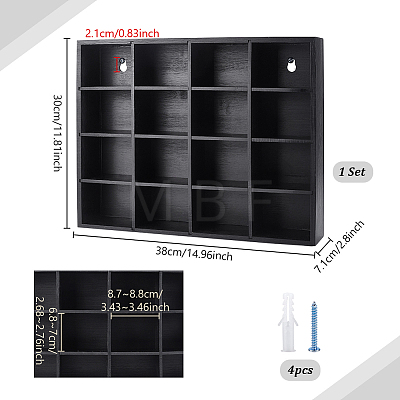 15-Grid Bamboo Wall-Mounted Tie Organizer Holder with 6 Adjustable Dividers AJEW-WH0609-920A-1