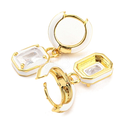 Rack Plating Real 18K Gold Plated Brass Enamel Rectangle Dangle Hoop Earrings EJEW-K245-50G-1