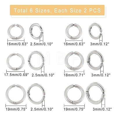 Unicraftale 12Pcs 6 Size 304 Stainless Steel Cuff Earrings EJEW-UN0001-82-1