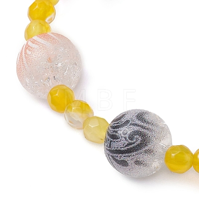 Round Dyed Natural Agate & Acrylic Beaded Stretch Bracelets for Women BJEW-JB10714-1