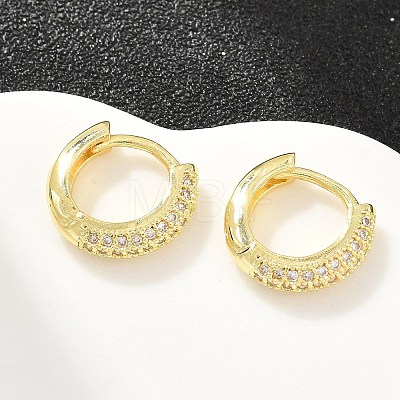 Brass Micro Pave Cubic Zirconia Hoop Earrings KK-CBAD104-04G-C-1