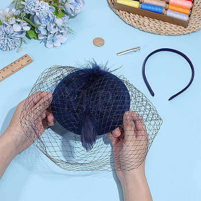 Wedding EVA & Feather Hat Hair Clips and Hair Bands for Women OHAR-WH0034-38-1