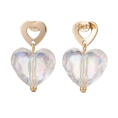 Transparent Acrylic Heart Dangle Stud Earrings EJEW-TA00167-1