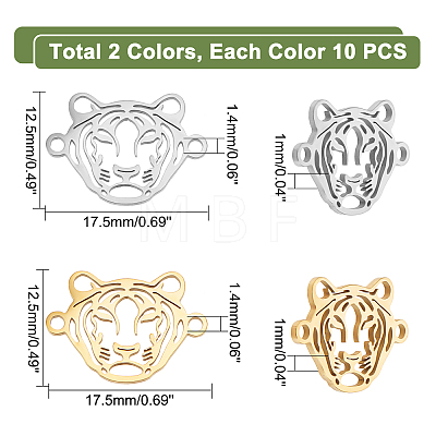 20Pcs 2 Colors 201 Stainless Steel Connector Charms STAS-DC0009-24-1