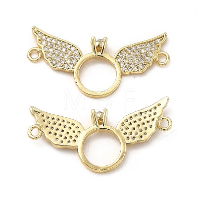 Brass Micro Pave Clear Cubic Zirconia Connector Charms KK-E068-VB069-1