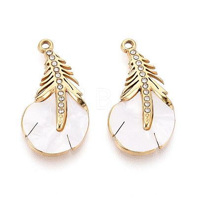 304 Stainless Steel & Enamel & Rhinestone Pendants STAS-T073-66A-G-1