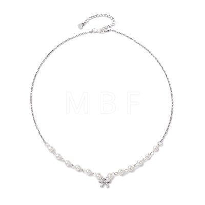 Bowknot Brass Micro Pave Cubic Zirconia Pendant Necklaces NJEW-JN04908-1