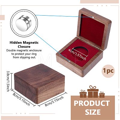 Black Walnut Wood Badge Magnetic Display Cases CON-WH0095-240A-1-1