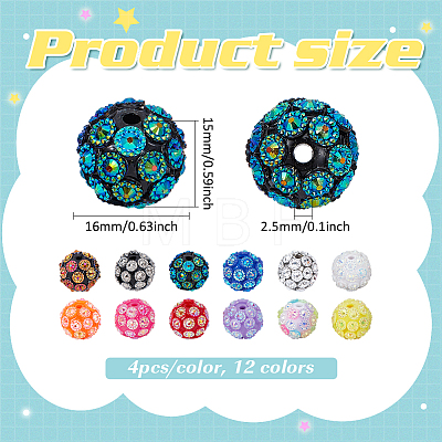 48Pcs 12 Colors UV Plating Resin Beads RESI-FG0001-15-1